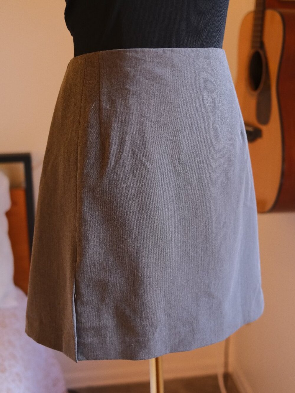 Djerf Avenue Grey Mini Skirt Slit Tailored High Waisted Size M